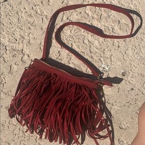 FOREVER 21 | Burgundy Boho Fringe Crossbody Purse